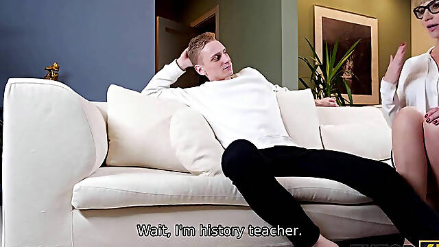 Funny Student Fucked Married Mature Teacher in White Stockings