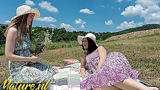 Skinny MILF Eve Black & Horny Teen Amanda Clarke Are Having a Picnic Sexdate On a Sunny Day