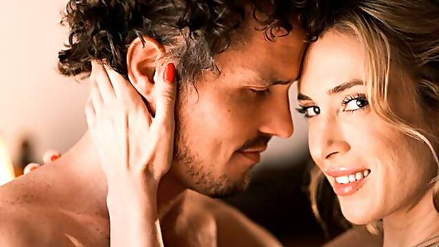 Good-looking angel with nice tits Aiden Ashley fucked on the white sofa