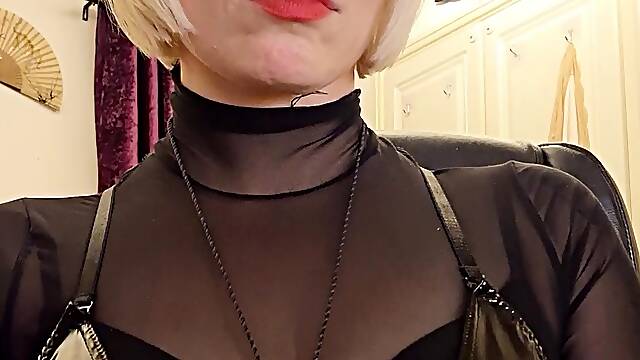 Cute Blond Transsexual With Stockings Jerking