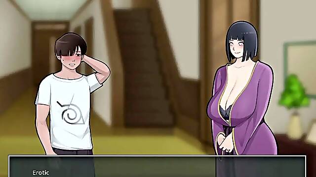 Konoha MILFs #19: Stepmother Hinata Helps Me Cum with a Handjob and We Almost Get Caught - by