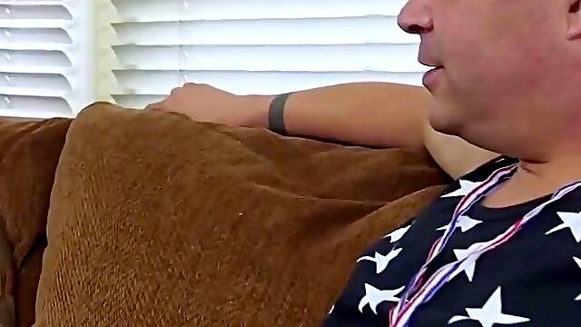 Amateur boy with brown hair loves to swallow