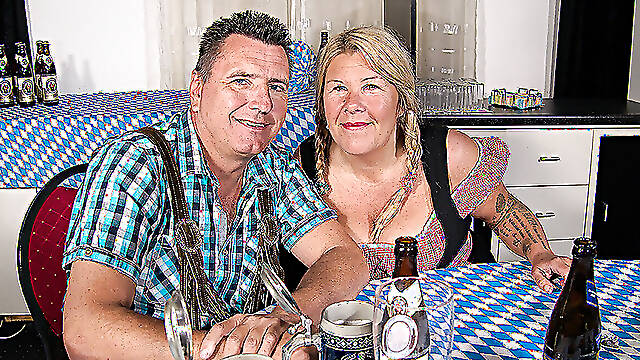 Big breasted mature waitress fucking at the Oktoberfest