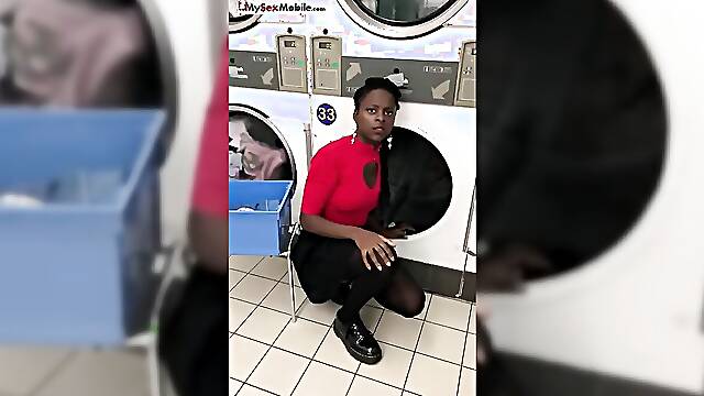 Ebony girl picked up in launderette for anal sex