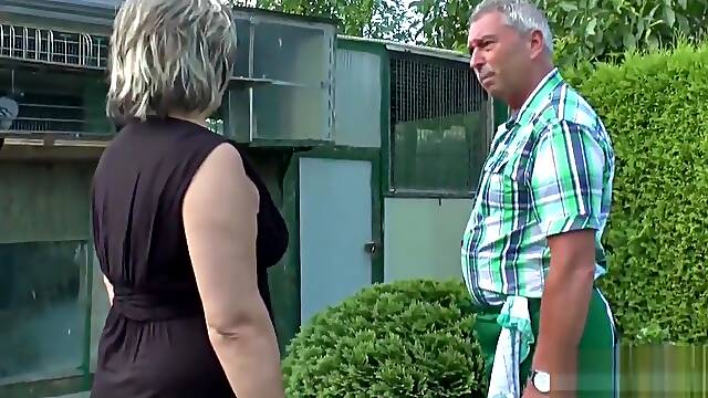 German Grandpa and Grandma Fuck Hard in Garden