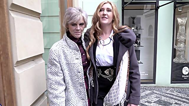 Mature sapphic sluts wearing stockings - Angelica and Irenka