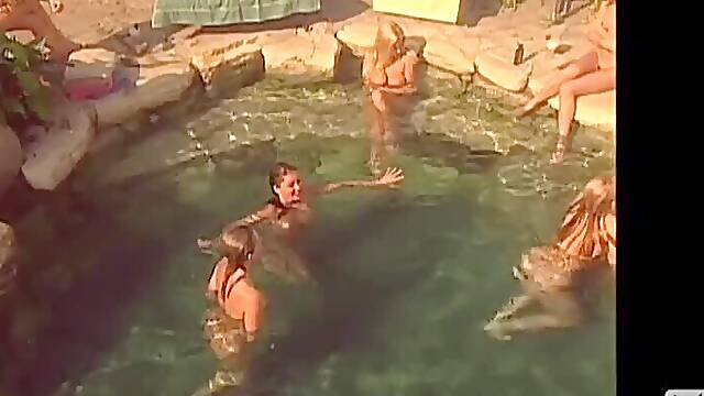 Sexy Playboy models having great swim party in a mansion