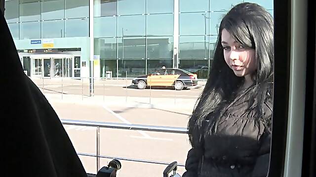 They get a huge tits girl in the car to film her fucking