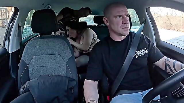 HomemadeXXX - Curly Aged Christina Santes Seduces Boyfriend in the Taxi Car!