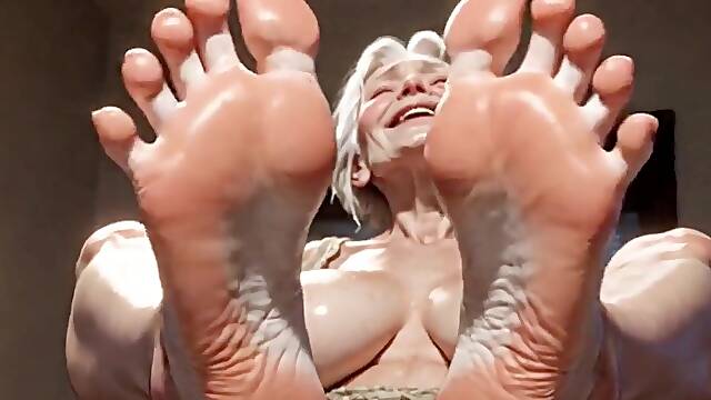Elderly Granny Carnal Foot Oil Massage - Craves Tongue Between Her Toes