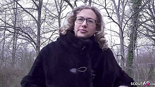 GERMAN SCOUT - Large natural Melons big beautiful woman Aged Kathy Unfathomable Pickup for...