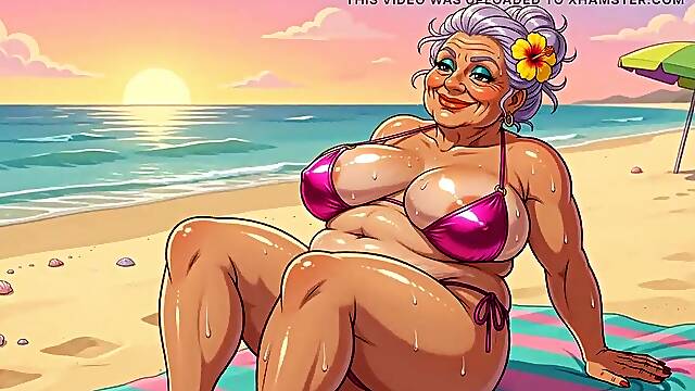 Hawt Large Melons on Beach