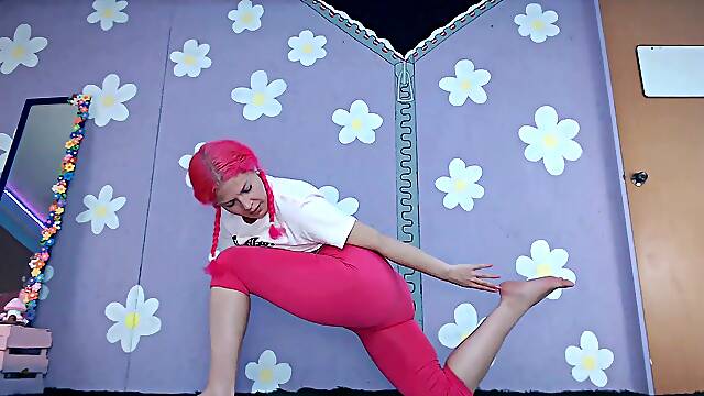 Adorable Latina Milf Yoga Workout Flashing Big Boobs nip slip observe through Leggings