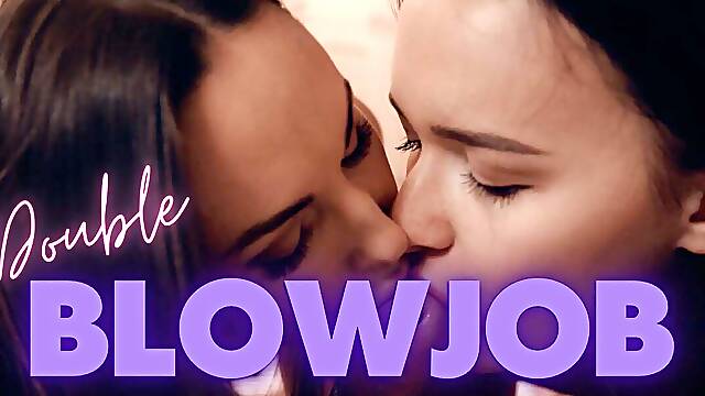 Lilu Moon &amp; Sasha Sparrow Double Blowjob Big Dick POV