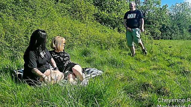 Lesbian couple films themselves in the nature