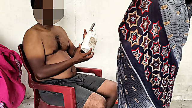 When wife went out side aunty came to home