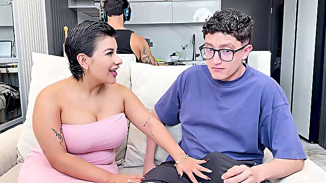 I Fuck My Best Friends Big Ass Stepmom While He Plays Video Games - Naty Slim