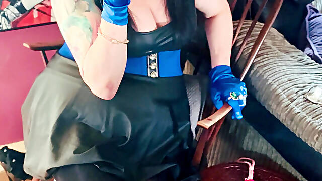 Boots, Gloves &amp; A Cigarette! Tina Snua Smoking A Cig In Knee high Boots - OMI OME Snap Inhales Drifting