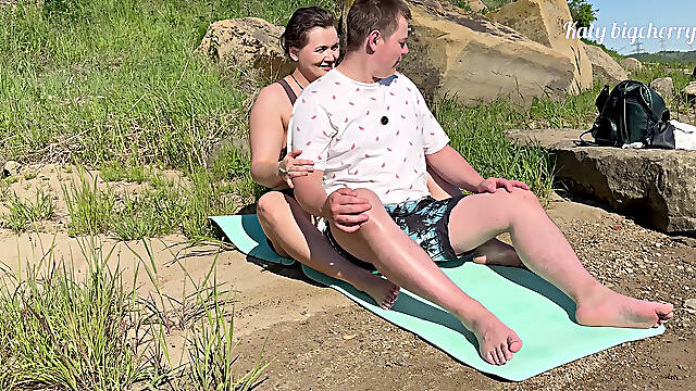 Yoga class ended with hot sex on the beach