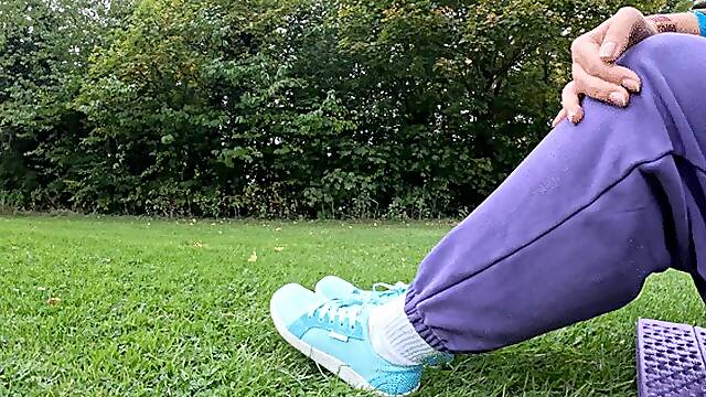 POV taking off white socks worship in public