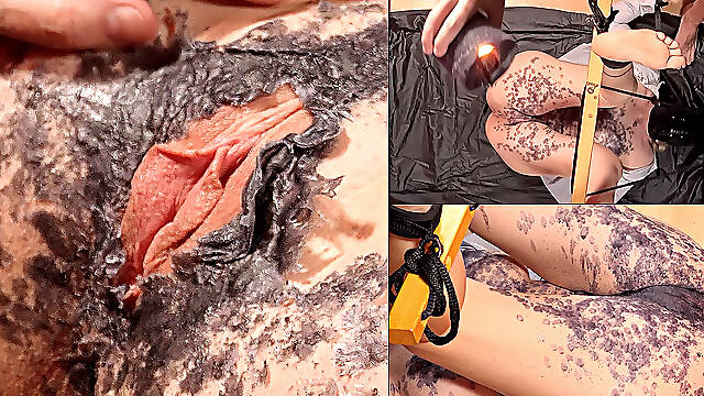 Tied Sub Gets Tormented with Hot Candle Wax Over Her Tits and Pussy Before She's Allowed to Orgasm