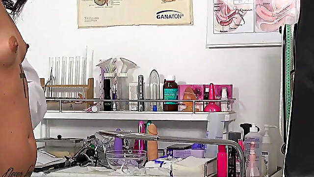 Physical examination of young stepmom in freaky doctor's office