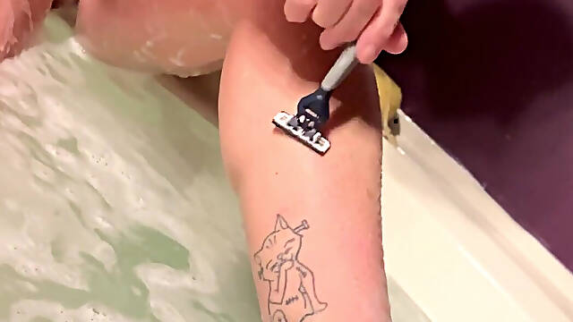 Shaving Pussy & Legs, Erotic Sensual School Teacher