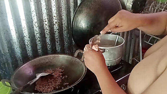 Stripping Mother-in-law Who Is Cooking