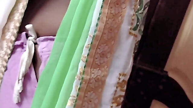 Desi Tamil Slut Wife Renu No Bra Blouse & No Panty Petticoat Saree Tease for Secret Lover! Indianhotwifex