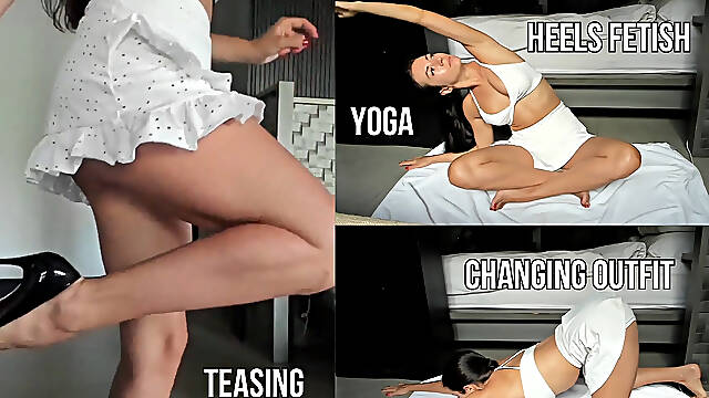 Stretching in Sexy Workout Outfit
