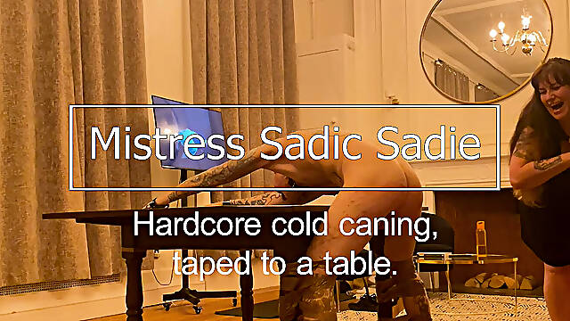 Cold Caning and Some Cute CBT Tied to a Table