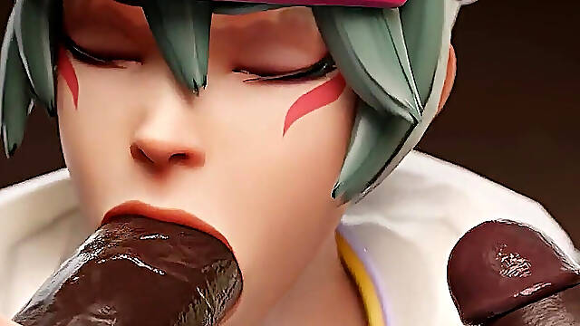 Tracer & Kiriko - Big Black Cock Sloppy Blowjob & Cowgirl 3D Animation